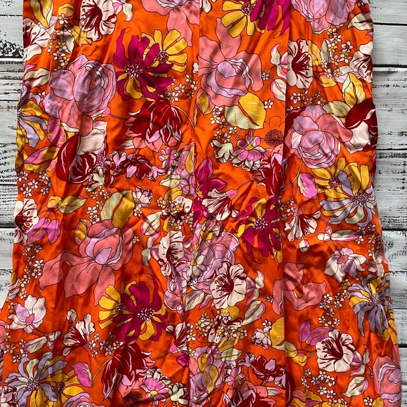 Vince Camuto Women's Orange Floral flowy boho hippie Sleeveless jumpsuit small - Picture 5 of 9